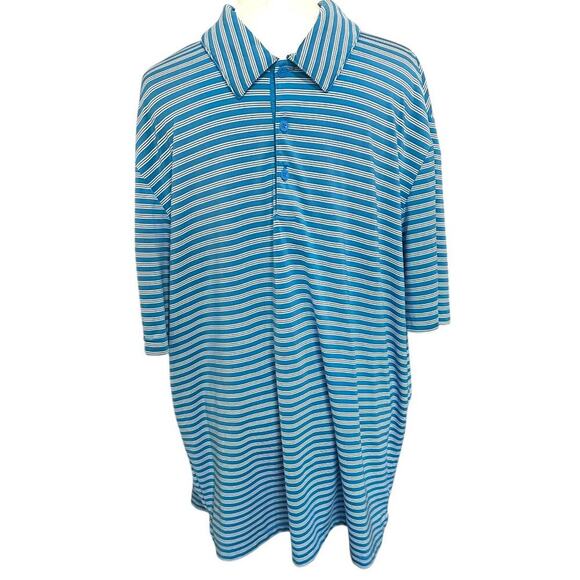 Adidas GOLF Men's Blue Striped Polo Eagle Embroidery Size Large - Picture 9 of 9